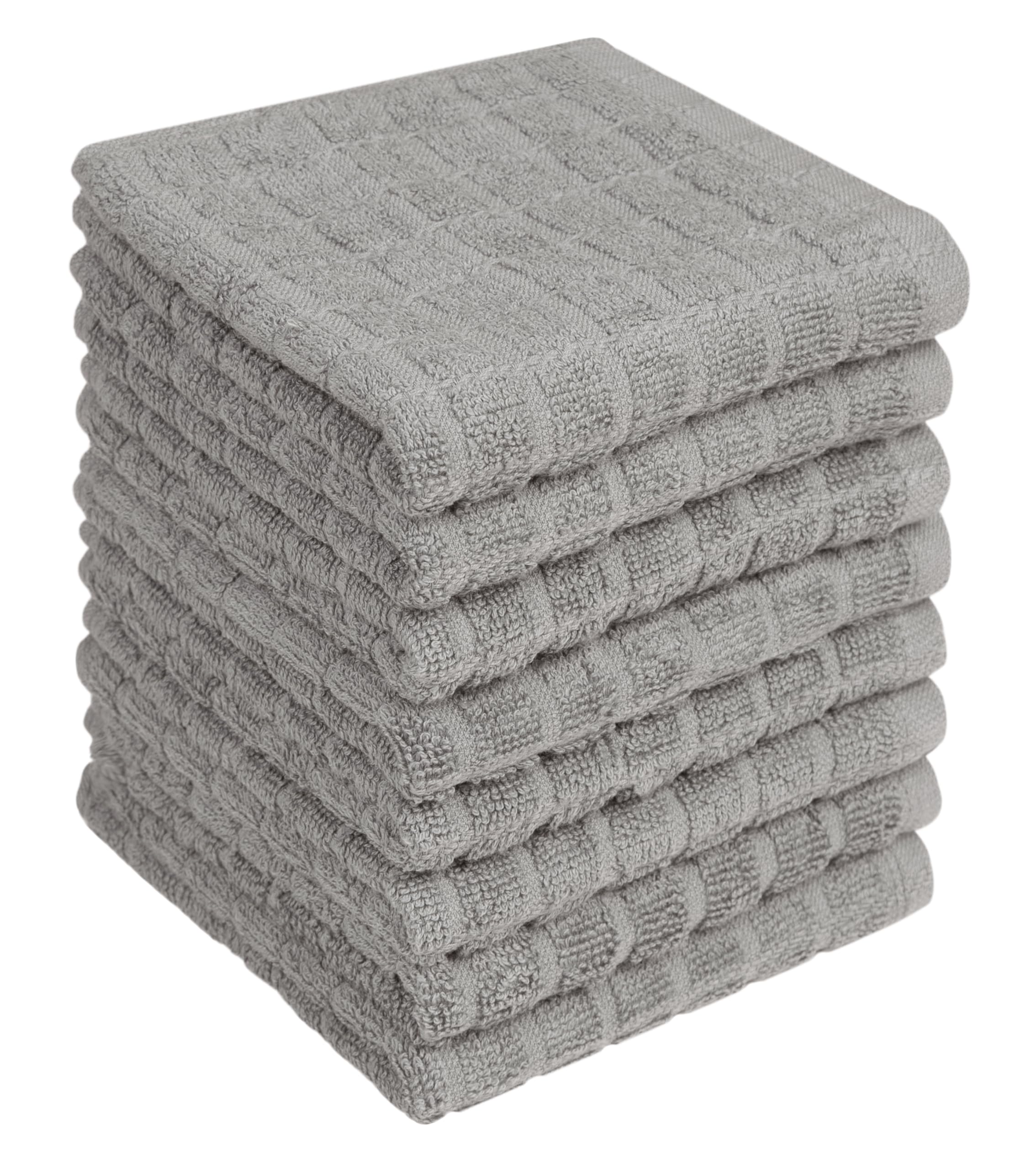Bumble Towels premium dish towels in grey, 12x12, eight-pack ready for quick drying