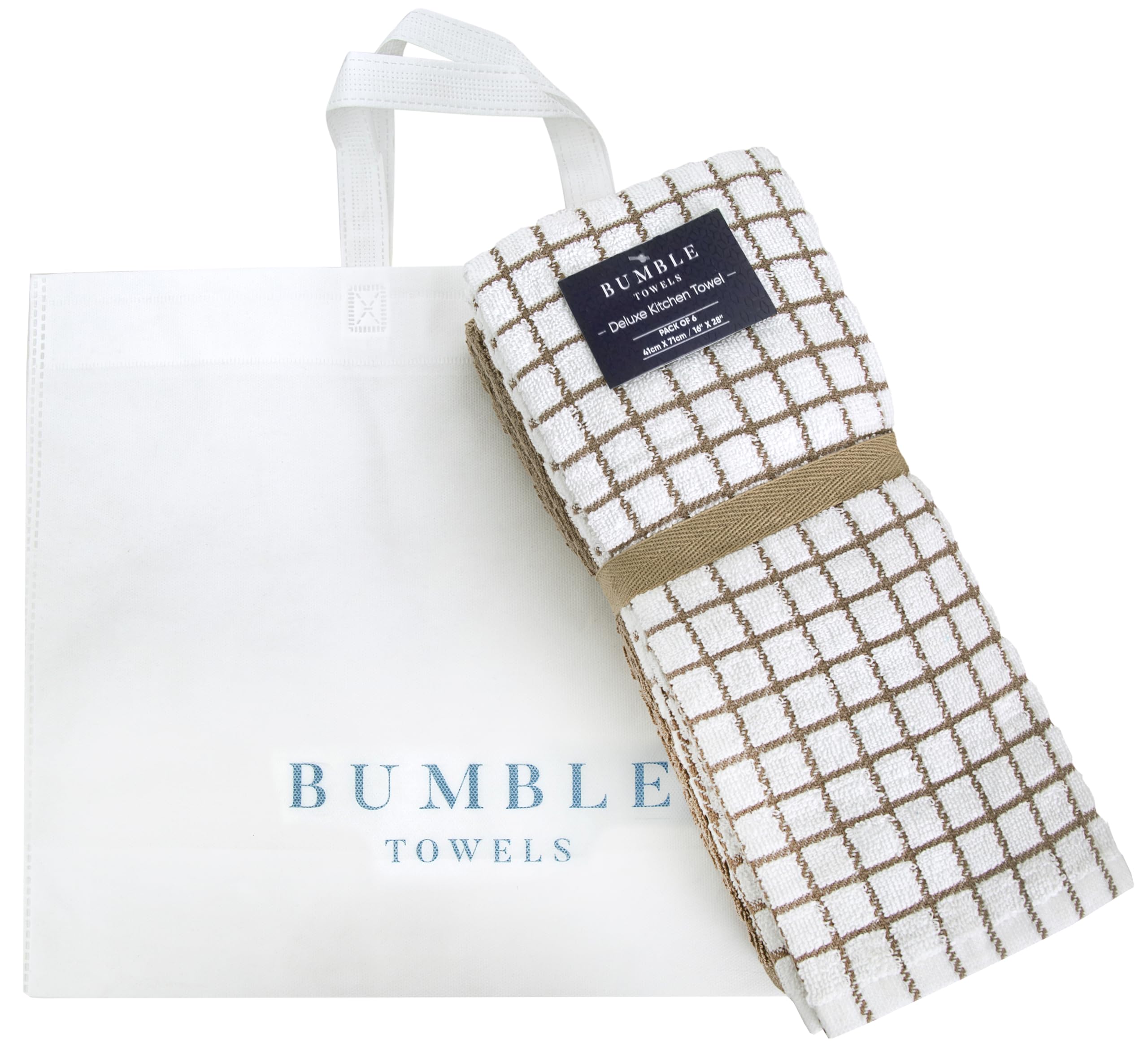 Bumble Towels tan color kitchen towels add warm natural vibe