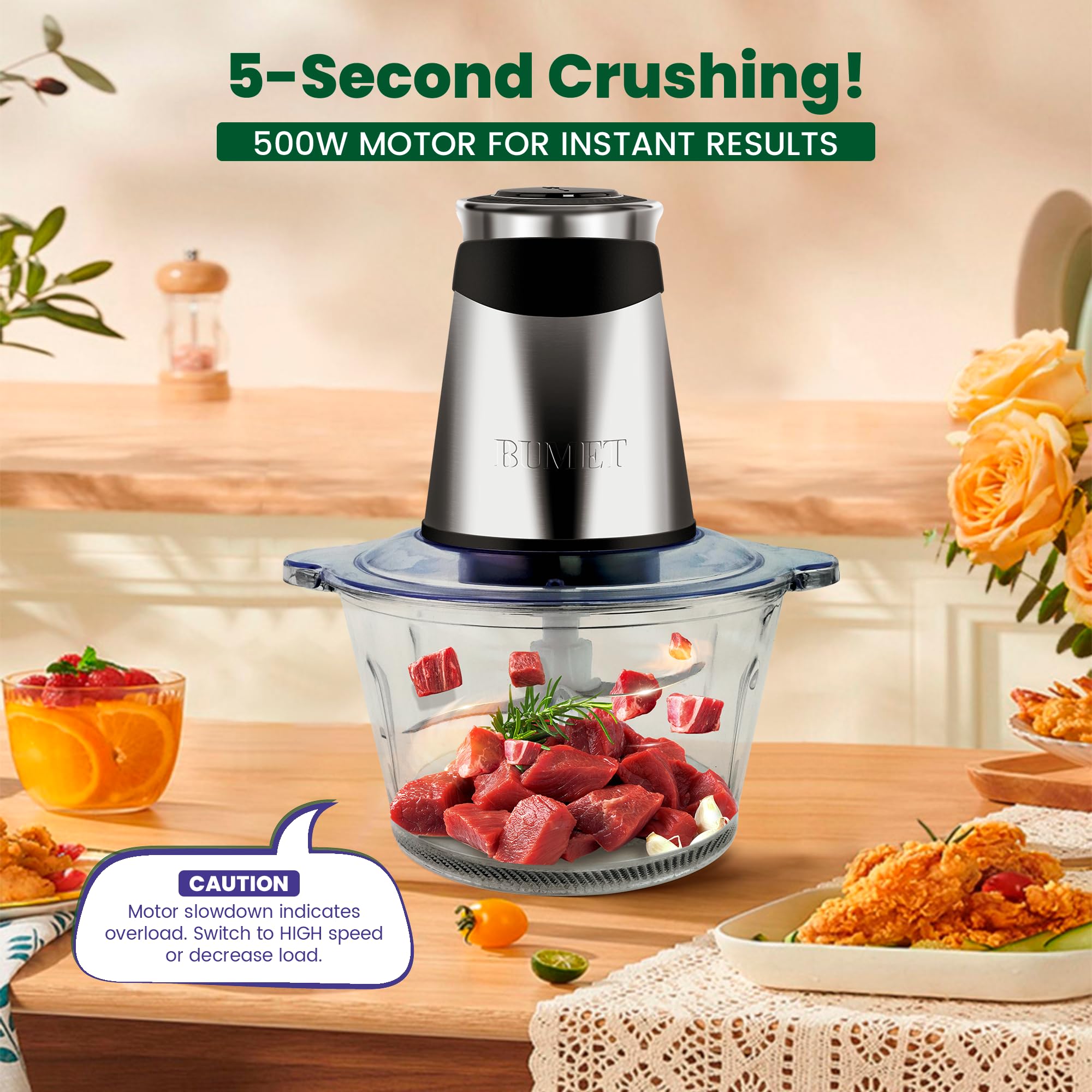 BUMET 8-cup stainless steel bowl for versatile processing