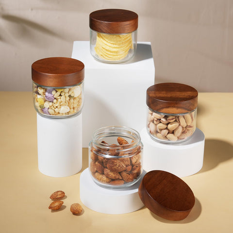 Bumobum stackable jars organize snacks and spices neatly.