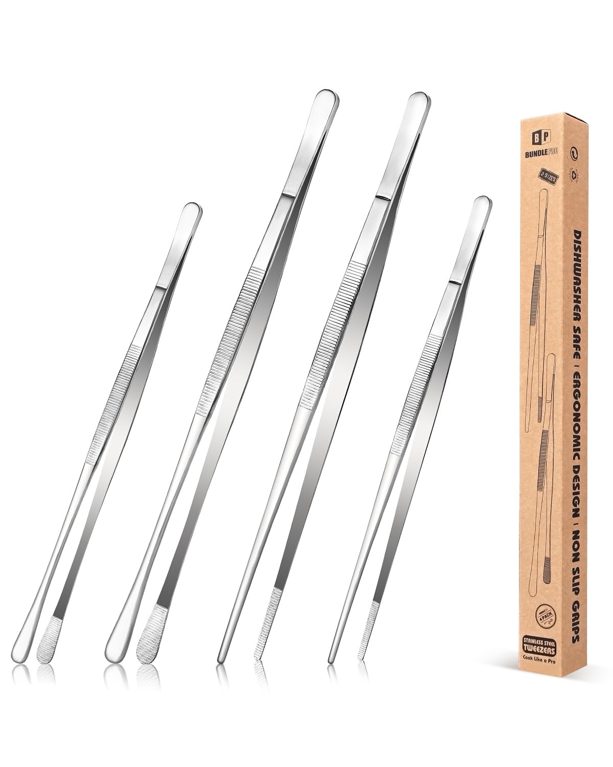 Bundlepro 4-piece tweezer set for precise plating and delicate handling.