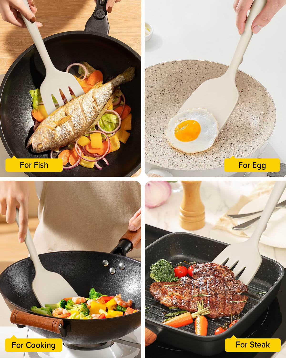 BPA-free khaki spatula for safe non-stick cooking with Bundlepro