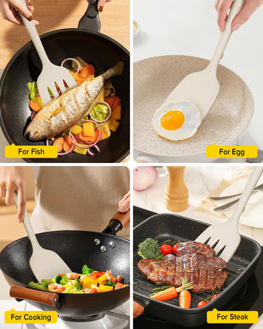 BPA-free khaki spatula for safe non-stick cooking with Bundlepro