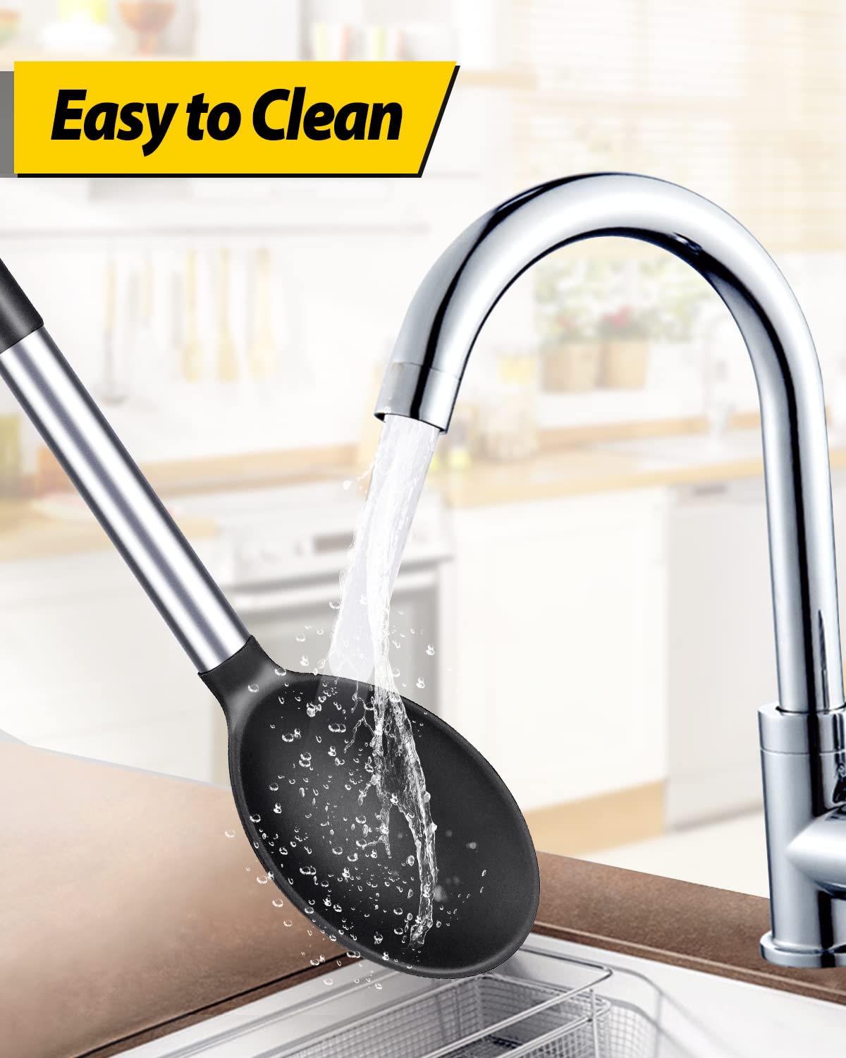 BundlePro easy-clean silicone spoons, wipe clean after use.