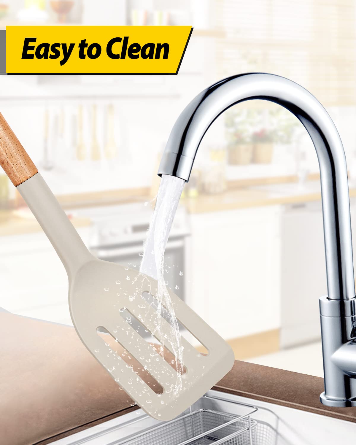 Bundlepro thin flexible-edge spatula flips eggs and delicate foods with ease.