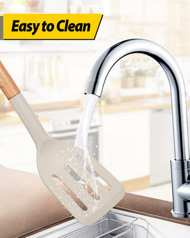 Bundlepro thin flexible-edge spatula flips eggs and delicate foods with ease.