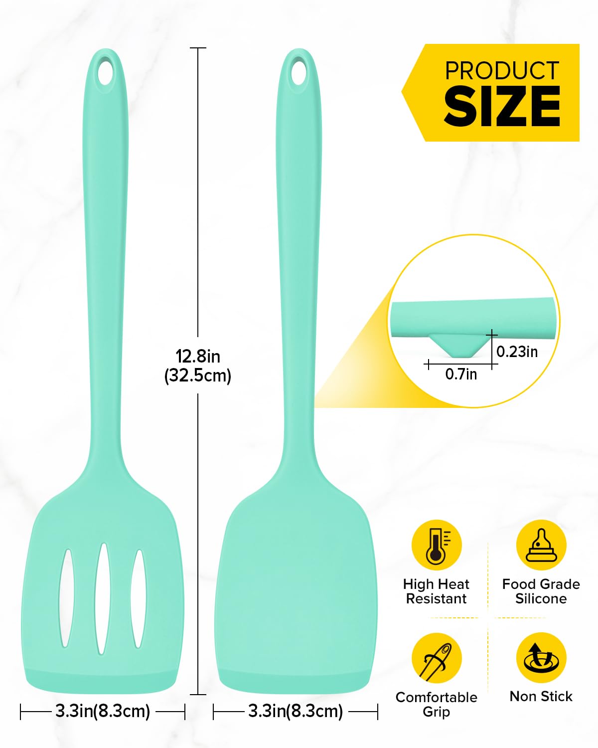 Bundlepro green silicone spatula solid in use, flipping eggs and pancakes with ease.
