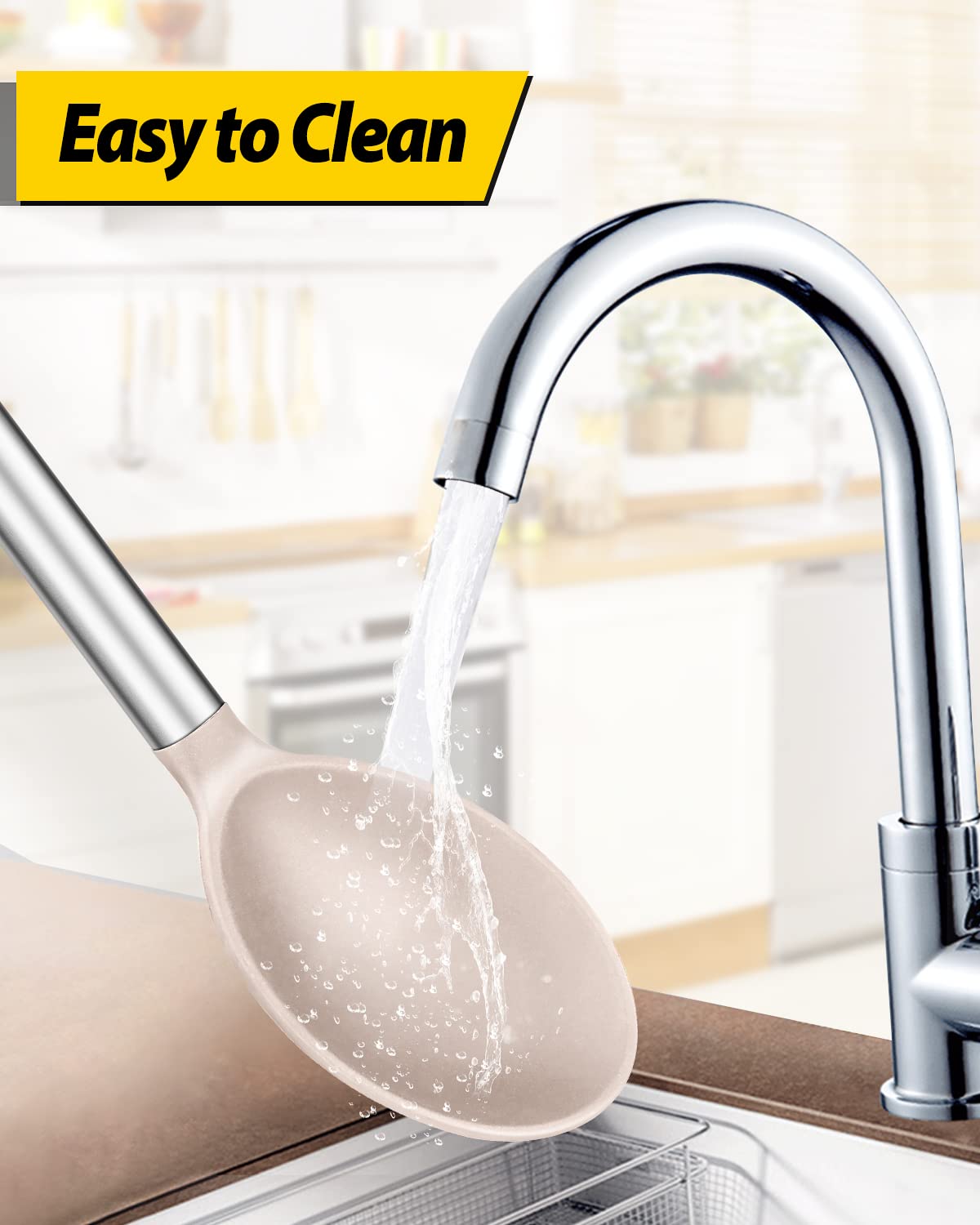 BUNDLEPRO khaki-colored silicone utensils for stylish, visible daily use.