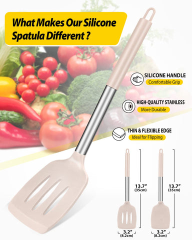 Bundlepro non-stick slotted spatula with stainless steel handle for durable kitchen use