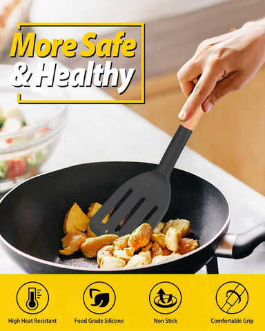 Bundlepro non-stick slotted spatula draining fats while cooking