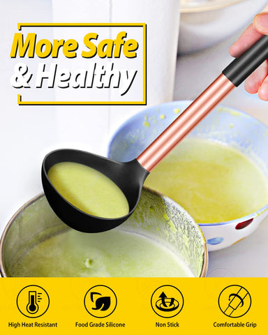 BundlePro nonstick-friendly spoon with rose-gold handle for tasty soups