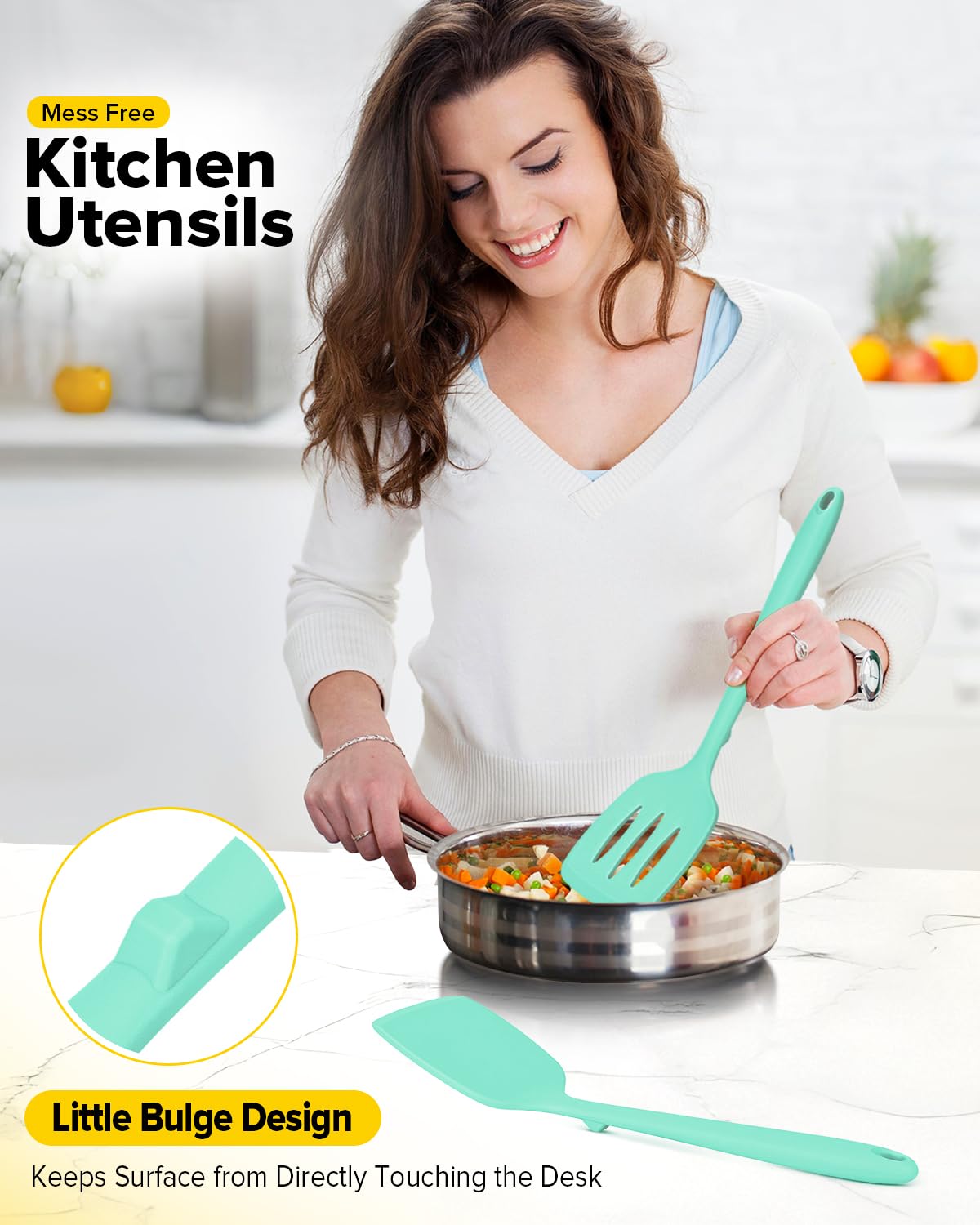 Bundlepro green spatula with one-piece design, rust-free and durable.