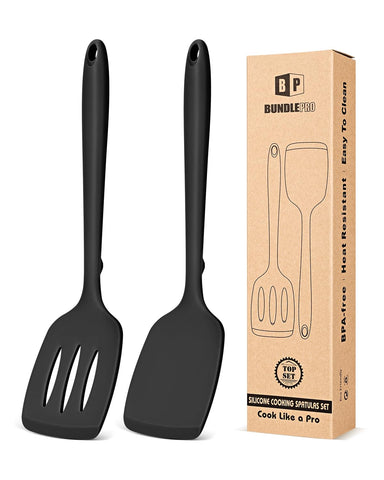 BundlePro pack of 2 silicone spatula turners, front view for everyday flipping.