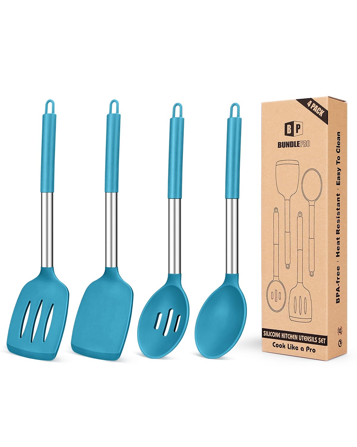 Bundlepro pack of 4 silicone utensils set for safe nonstick cooking and versatility