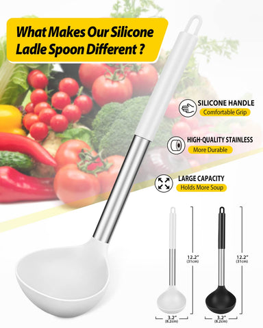BundlePRO ladle handle close-up highlights stainless steel core and comfortable grip.