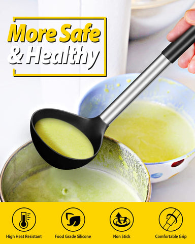 BundlePRO ladle in pot for scooping soups and stews with even heat.