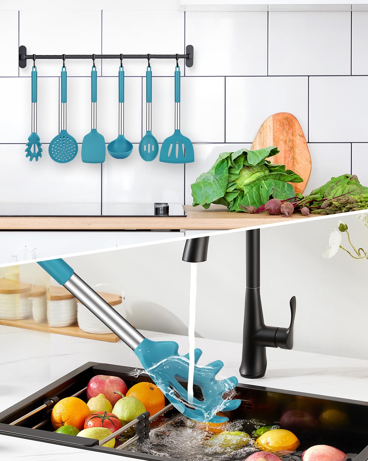 BUNDLEPRO silicone ladle for serving soups with heat-safe grip
