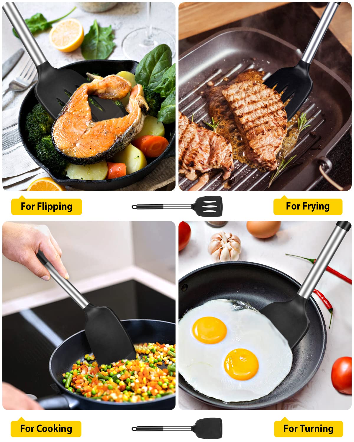 Bundlepro silicone solid turner handles heat while staying flexible