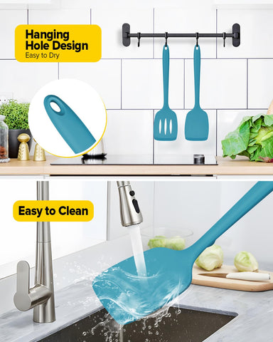 Bundlepro easy clean blue spatula with hanging hole for storage