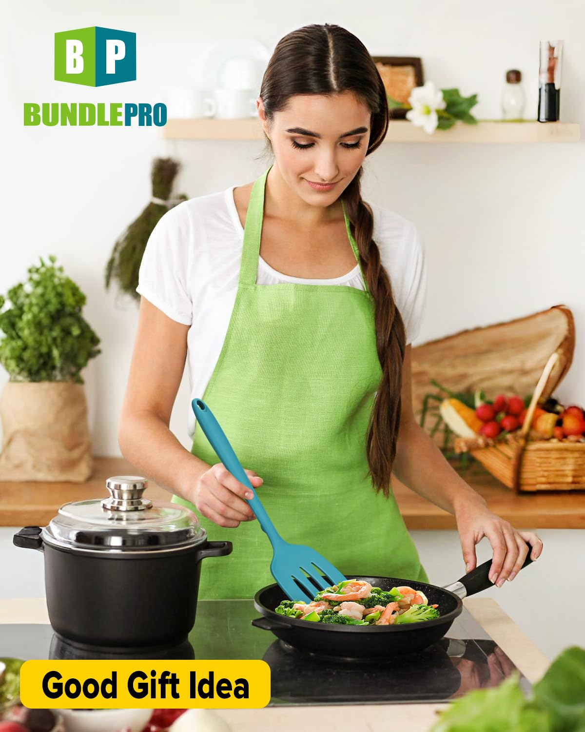 Bundlepro blue spatula set ideal for eggs pancakes and fish