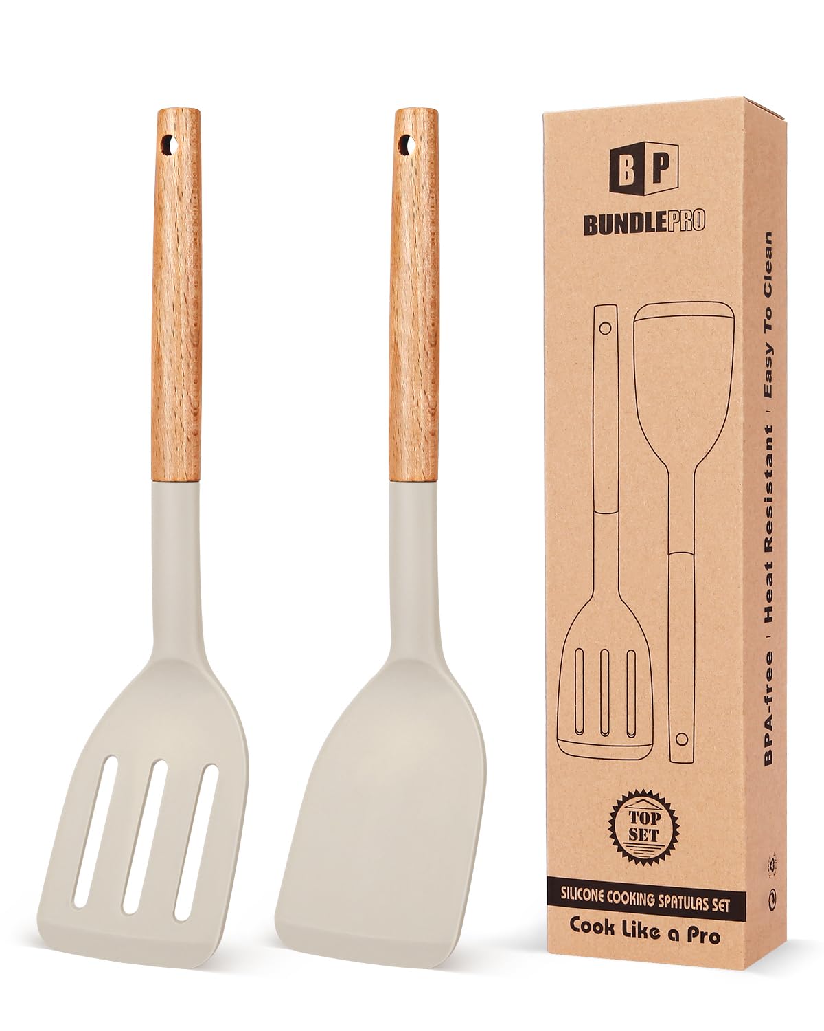 Bundlepro silicone spatula pack-2 with heat-resistant heads for high-heat cooking.