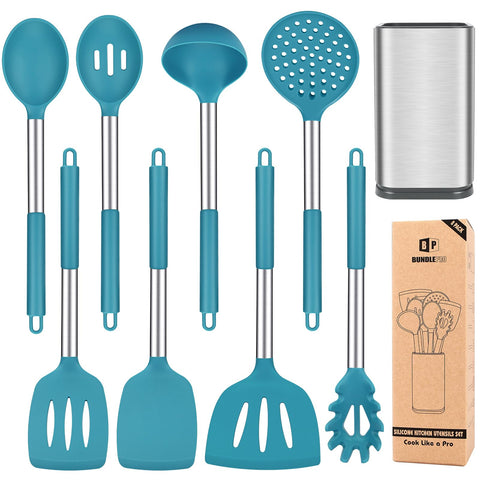 BUNDLEPRO silicone spatula slotted for safe non-stick cooking and easy flipping