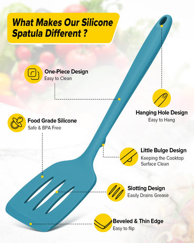 Bundlepro solid blue silicone spatula protects coatings during flipping