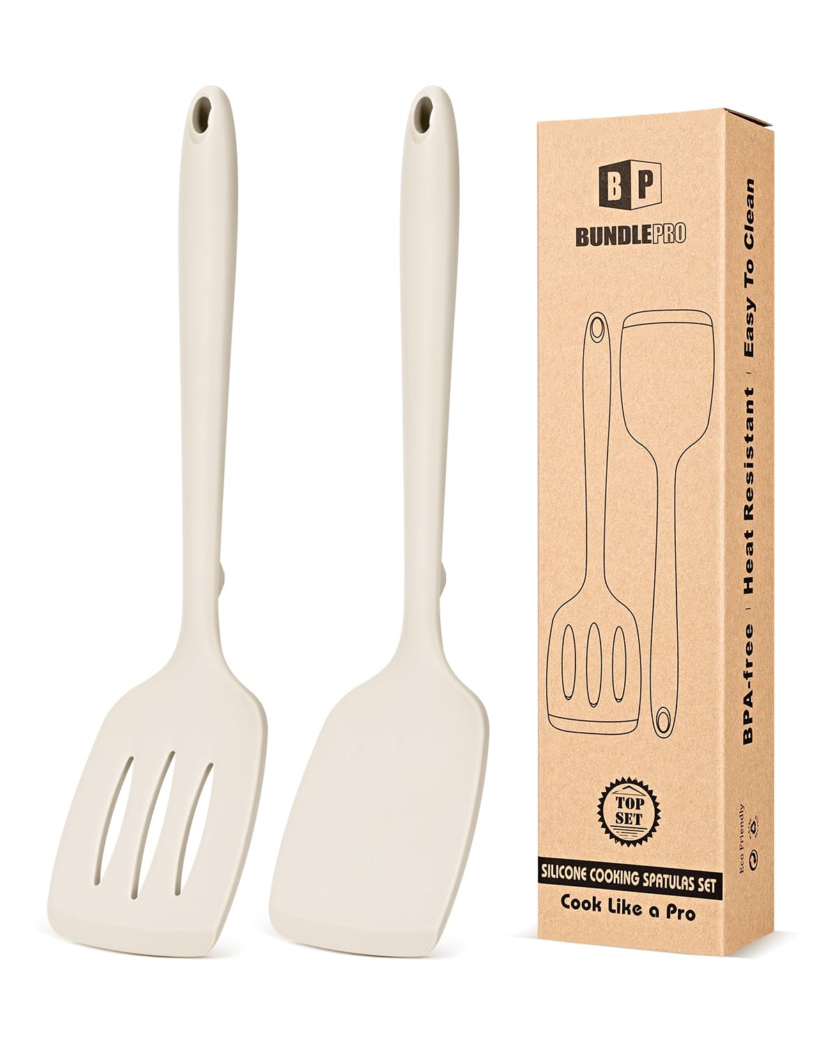 Bundlepro solid khaki silicone spatula for flipping eggs without scratching pans