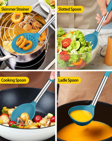 BUNDLEPRO silicone spoon for stirring sauces and scooping with heat resistance