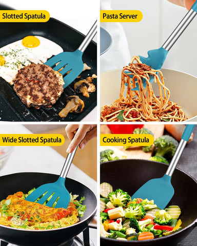 BUNDLEPRO silicone turner with stainless steel handle for durable, comfortable flipping