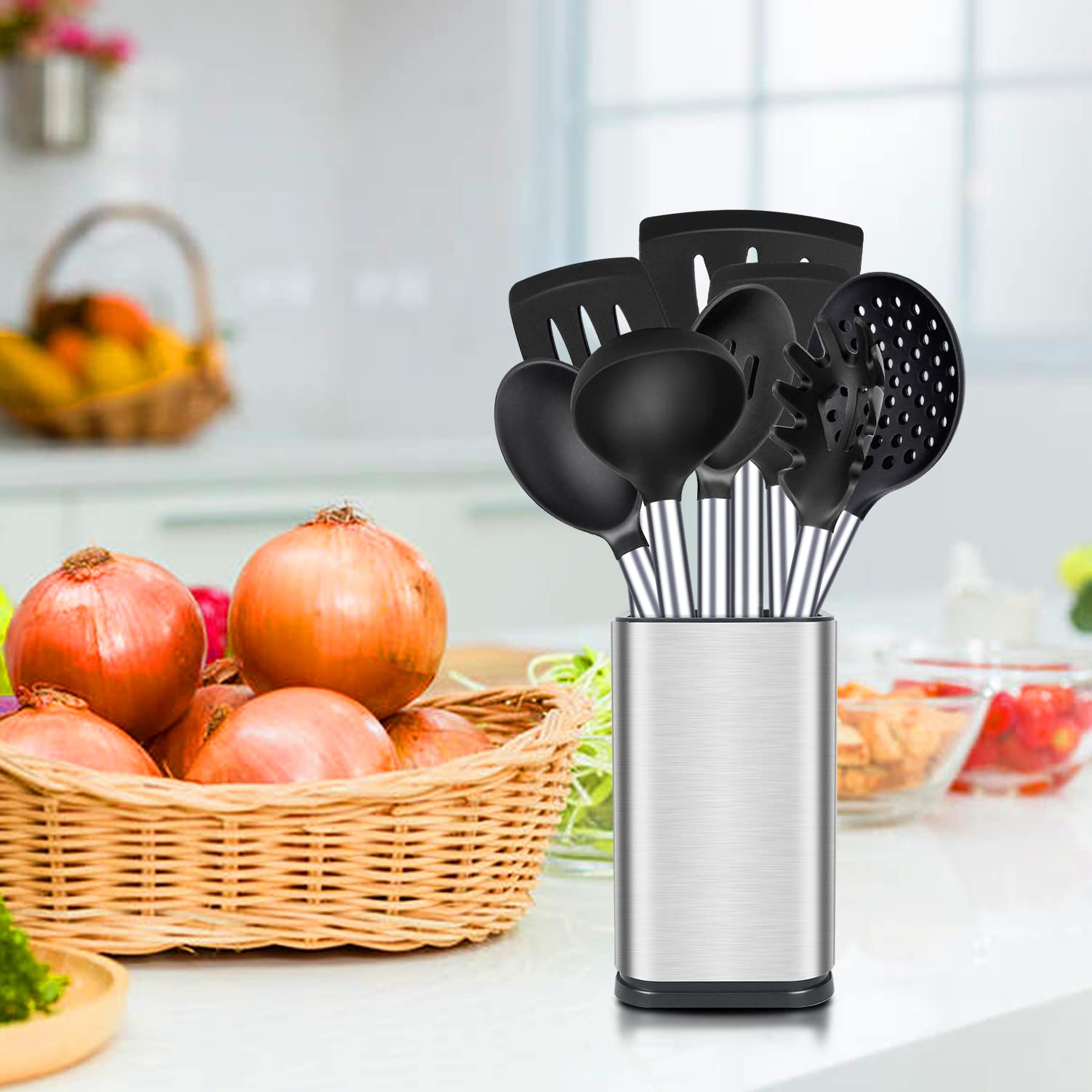Bundlepro stainless steel utensil holder keeps tools organized
