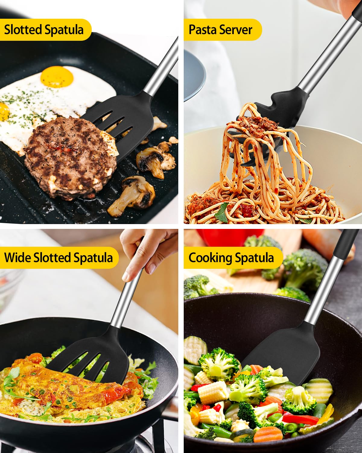 Bundlepro slotted silicone spatula drains liquids while cooking