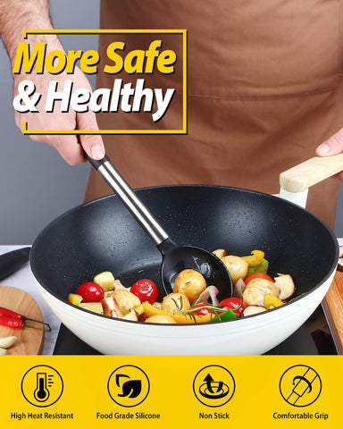 BundlePro slotted silicone spoon drains liquid efficiently.