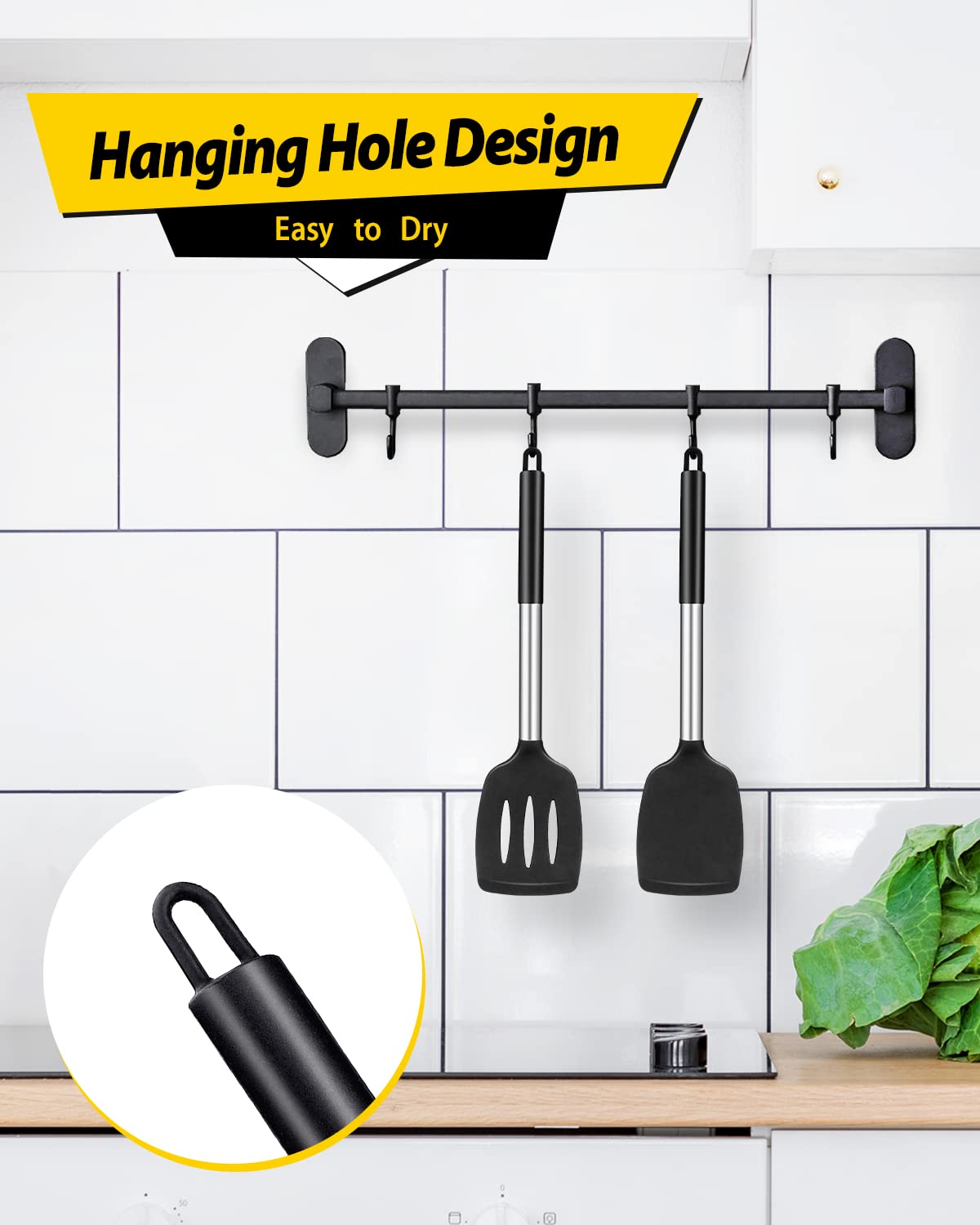 Bundlepro black slotted spatula resists mess and supports easy serving