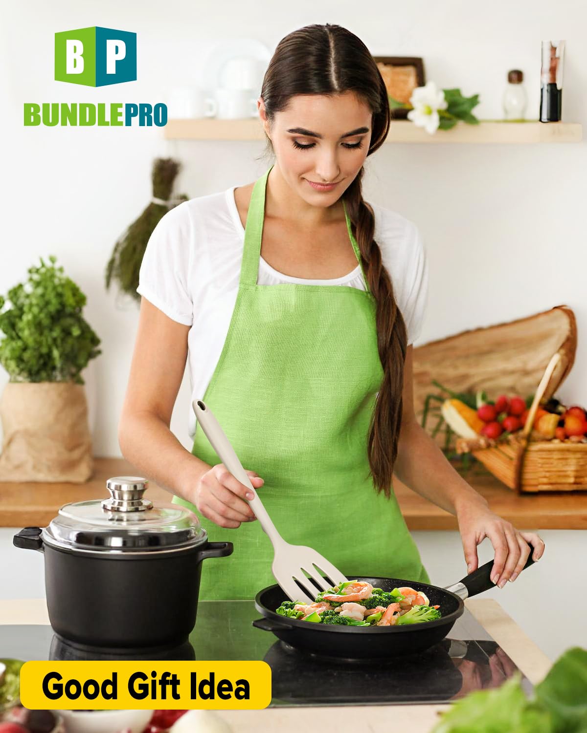Bundlepro soft khaki silicone spatula set ideal for general cooking
