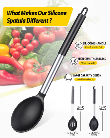 BundlePro solid basting silicone spoon head for easy stirring.