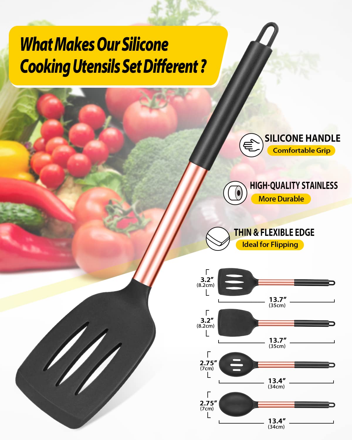 Bundlepro solid spatulas with large heads for flipping and stirring without scratching