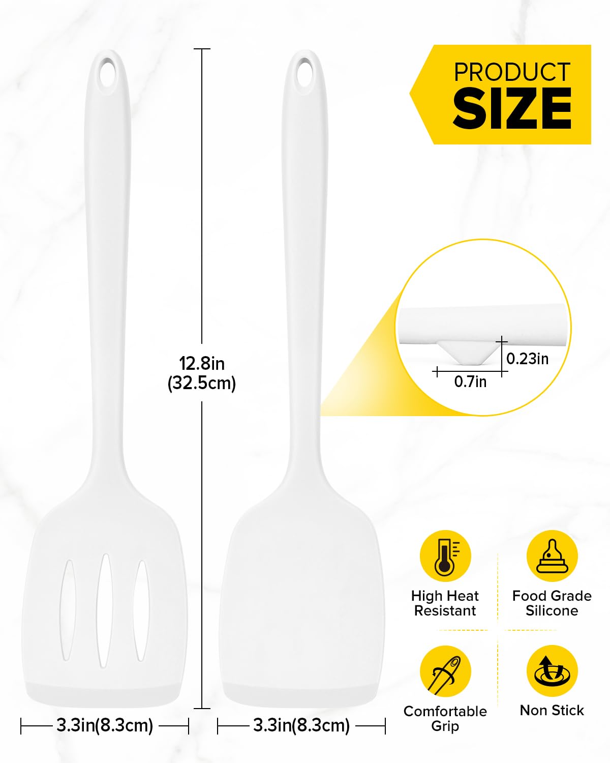 Closeup of Bundlepro one-piece white spatula highlighting seamless construction