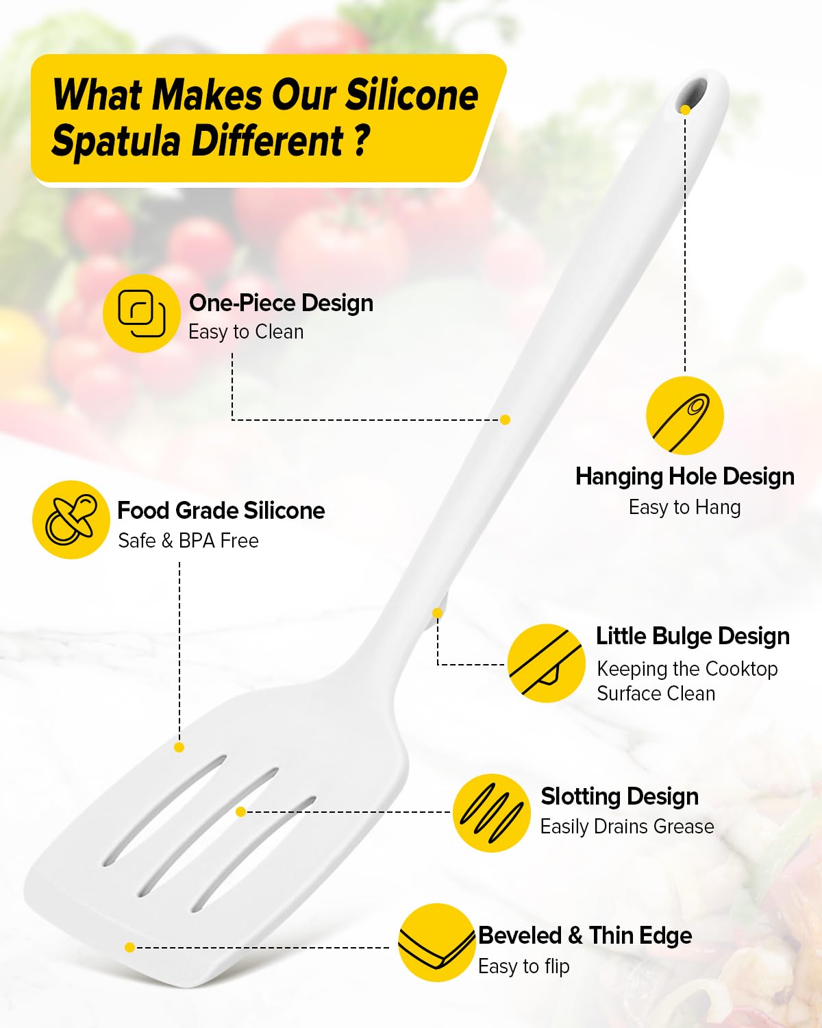 Bundlepro solid white spatula for gentle flipping on non-stick pans