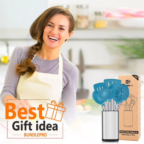 BUNDLEPRO stainless holder keeps utensils organized and within reach