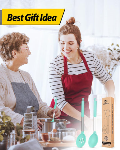 Bundlepro versatile cooking spoons in green help mix, drain, and serve with ease.