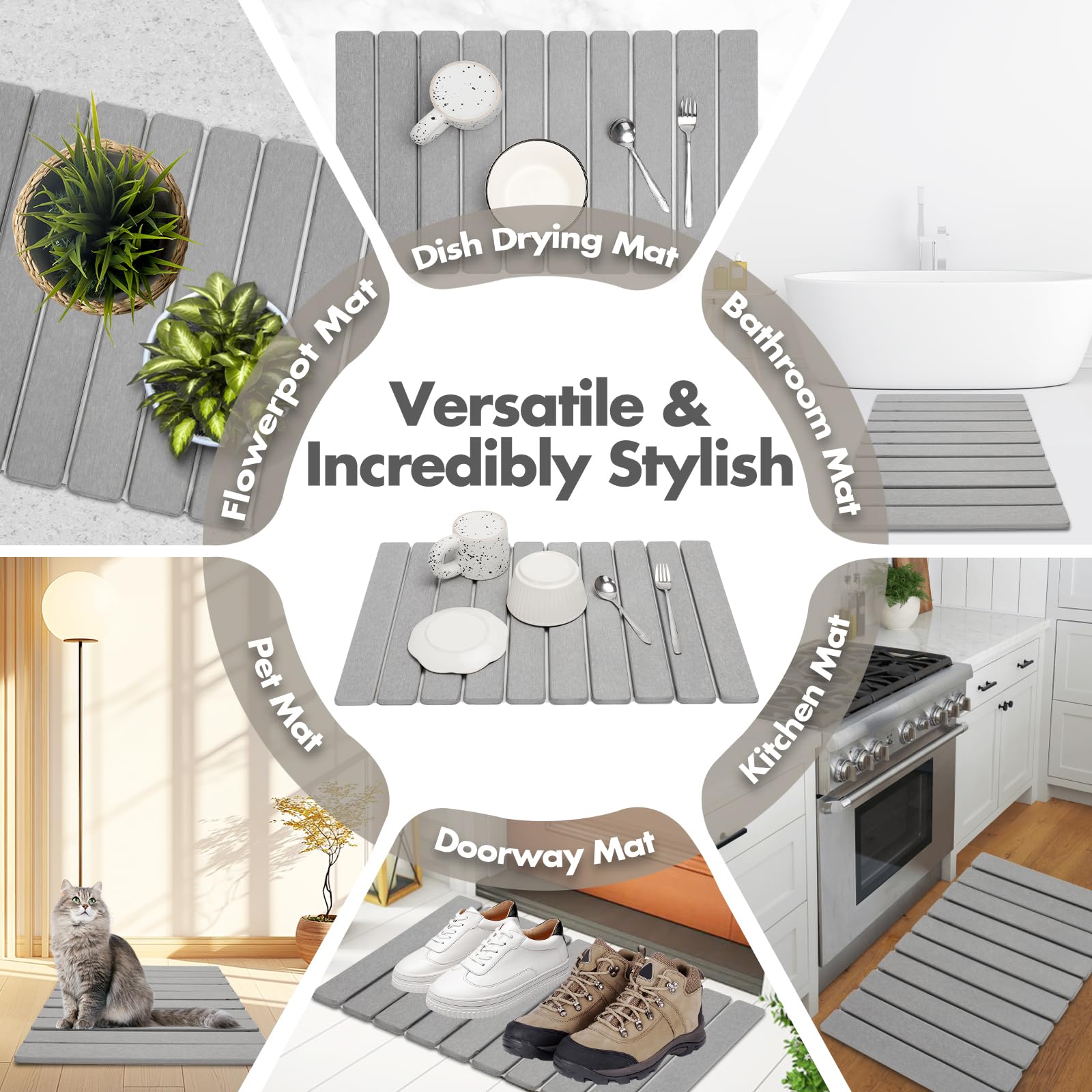 Bunmery diatomaceous earth drying mat delivers natural quick-dry performance.