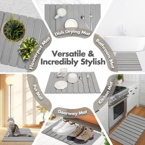 Bunmery diatomaceous earth drying mat delivers natural quick-dry performance.