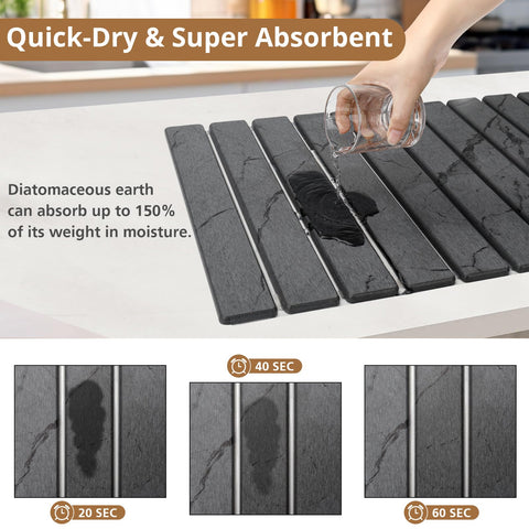 Bunmery diatomite drying pad delivers rapid drying on counters.
