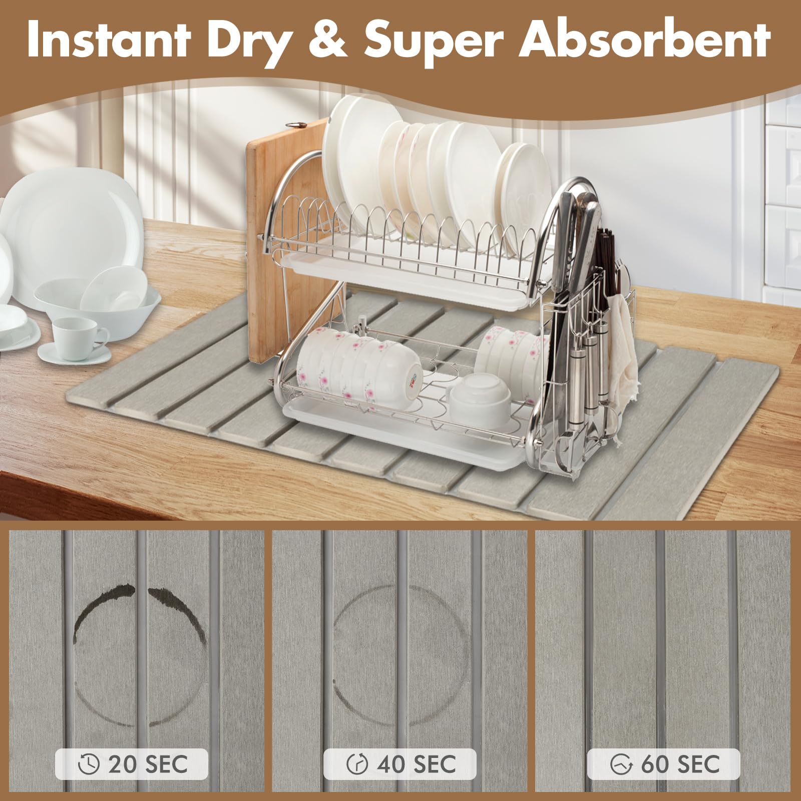 Bunmery included anti-slip pad for stable drying surface.