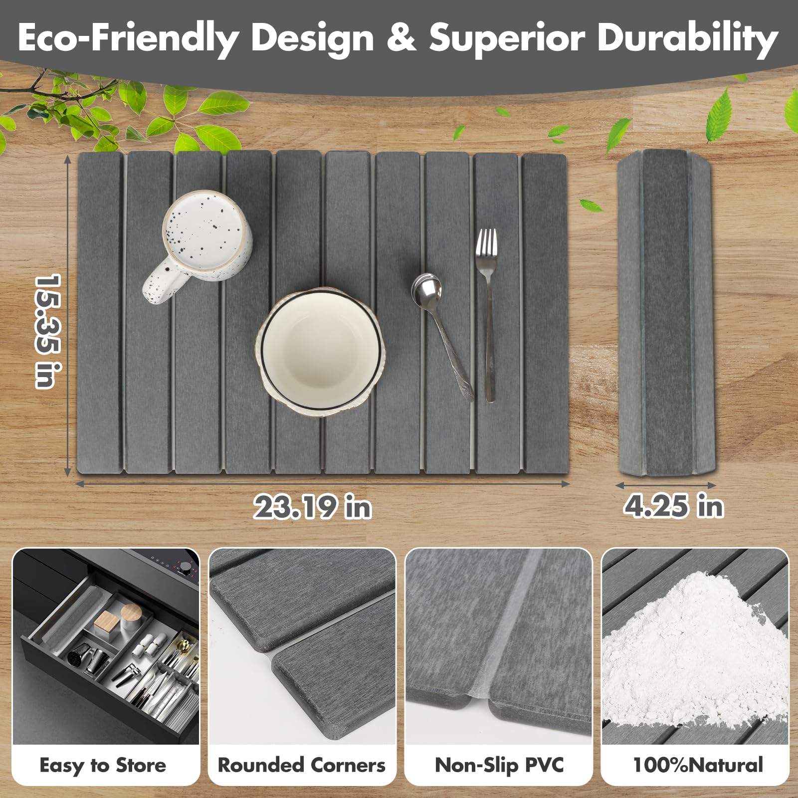 Bunmery foldable mat rolled for compact storage in drawers.