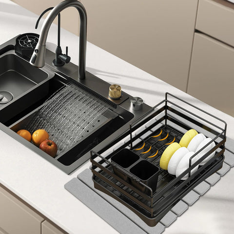 Bunmery kitchen drying mat kit includes sanding tool, anti-slip pad, and manual.