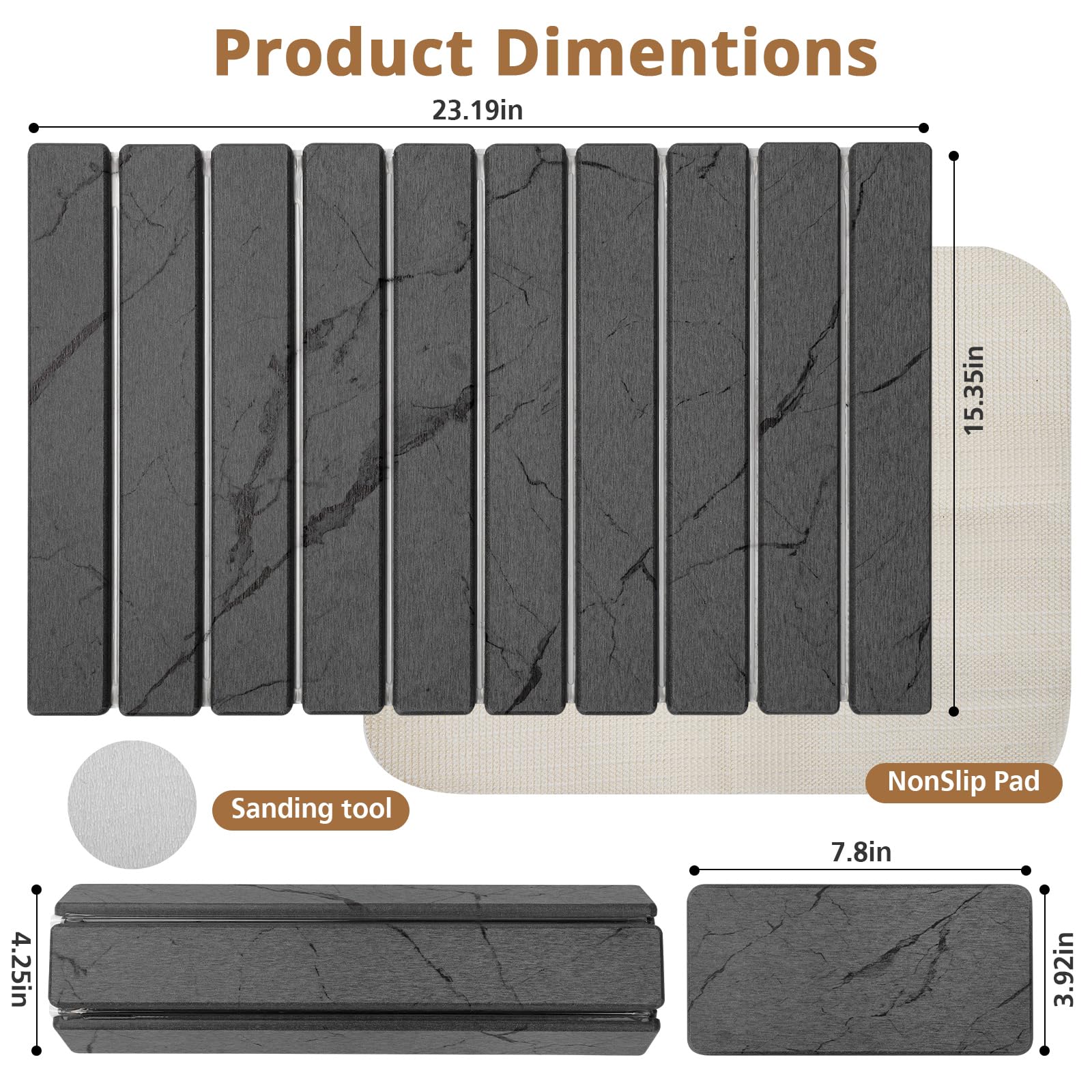 Bunmery small stone drying mat in dark gray, ideal as soap mat or coaster.