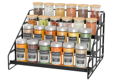Bunoxea four-tier spice rack, front view shows clear spice visibility.