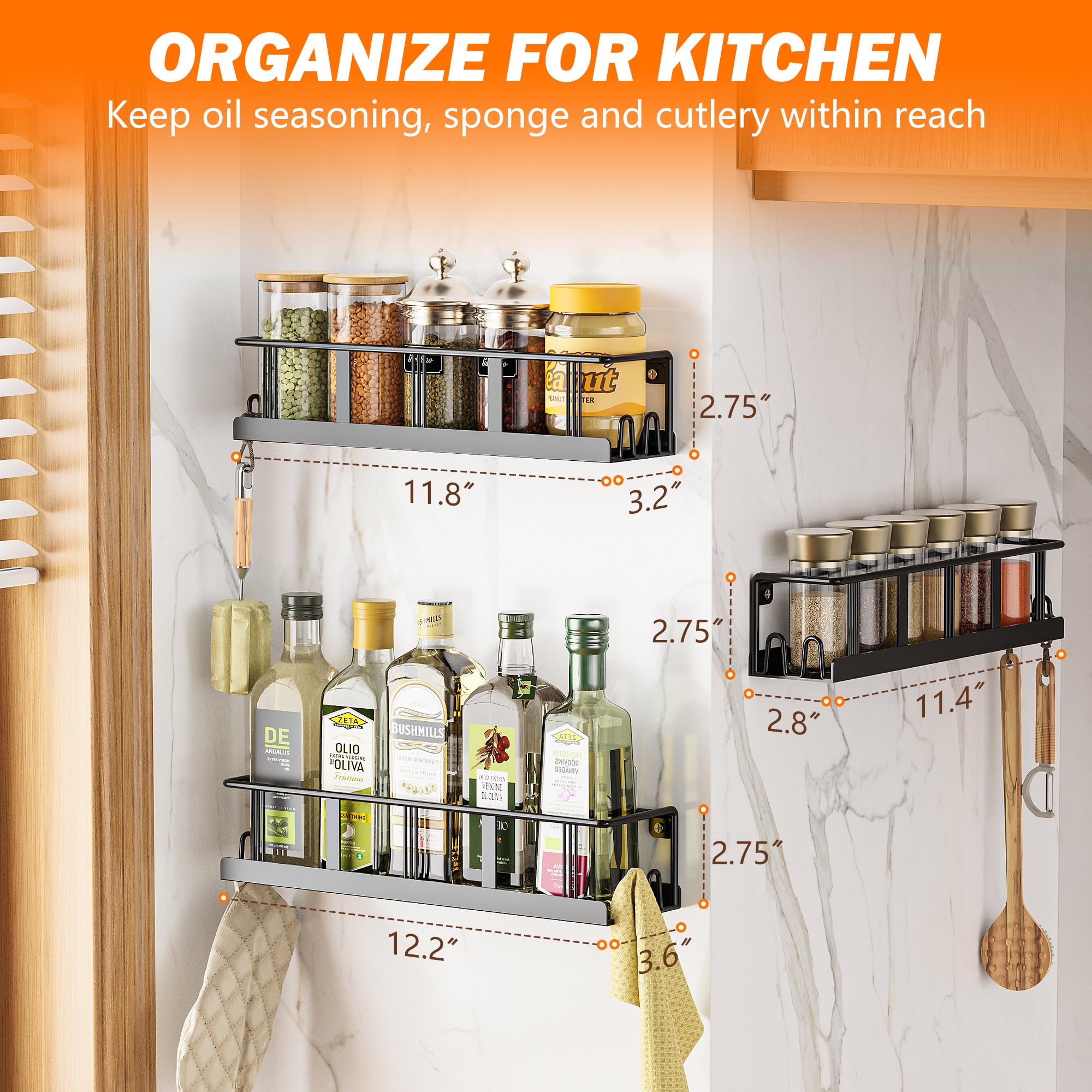 Premium black Bunoxea spice rack adding modern look to kitchen